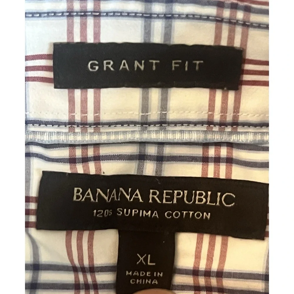 Banana Republic‎ mens checkered grant fit dress shirt XL